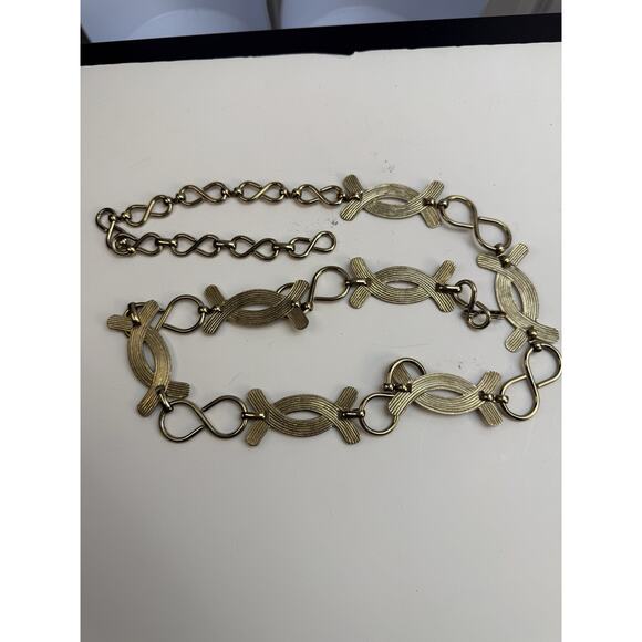 Women's Vintage Chain Link Belt '80s Gold Tone & Heavy Adjusts 26"-36"‎ - Picture 2 of 10